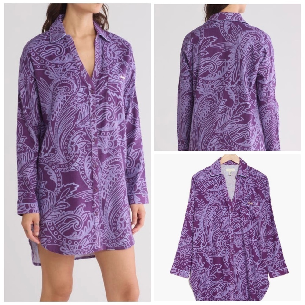 NWT Ted Baker London Flannel Purple Paisley Nightshirt